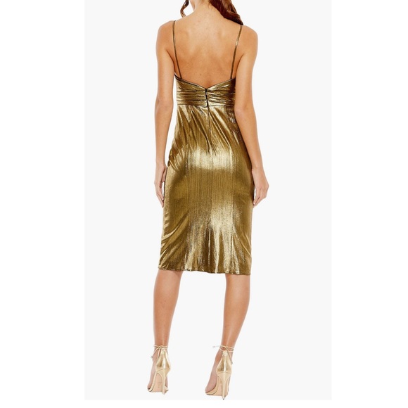 New IEENA for Mac Duggal Metallic Cocktail Dress in Gold Size 12 - Picture 4 of 11